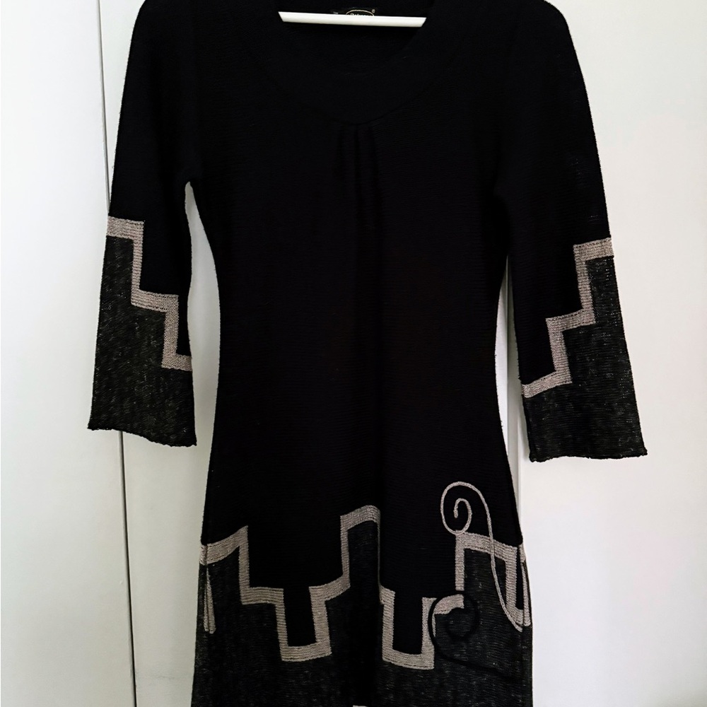 Black Wool-blend knit tunic/ dress